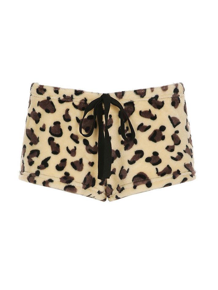 Leopard Print Tie Low-Rise Shorts