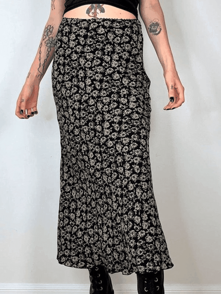 Floral Allover Midi Skirt - AnotherChill