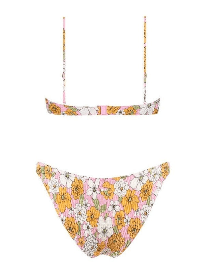 Floral Print Smocked Bikini Set - AnotherChill