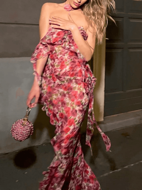 Floral Ruffle Slip Dress - AnotherChill