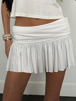 Fold-over Ruched Tie Mini Skirt - AnotherChill