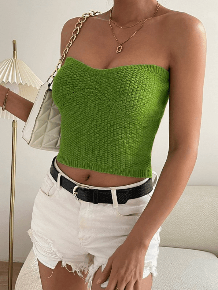 Green Knitted Bandeau Top - AnotherChill