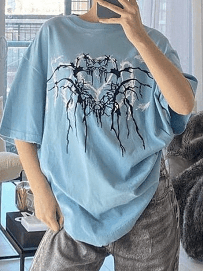 Grunge Heart Printed Tee - AnotherChill