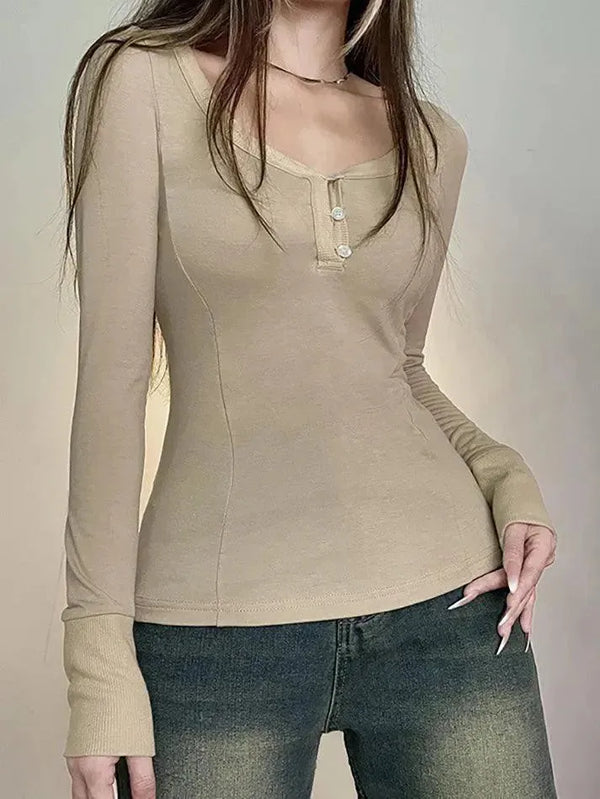 Half-Button Long Sleeve Top - AnotherChill