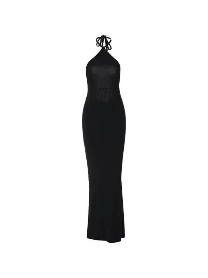 Halter Neck Black Maxi Dress - AnotherChill