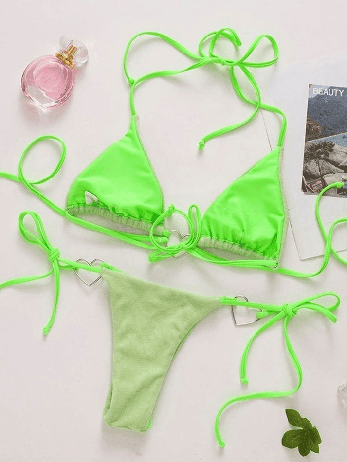 Heart Decor Halter Bikini Set - AnotherChill