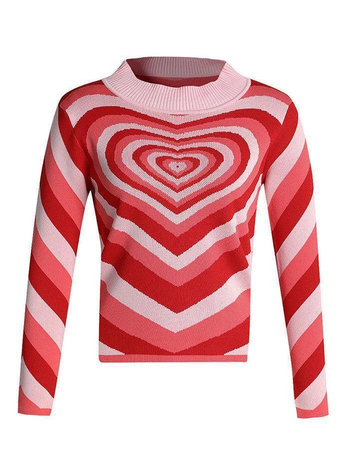 Heart Jacquard Argyle Jumper Sweater - AnotherChill