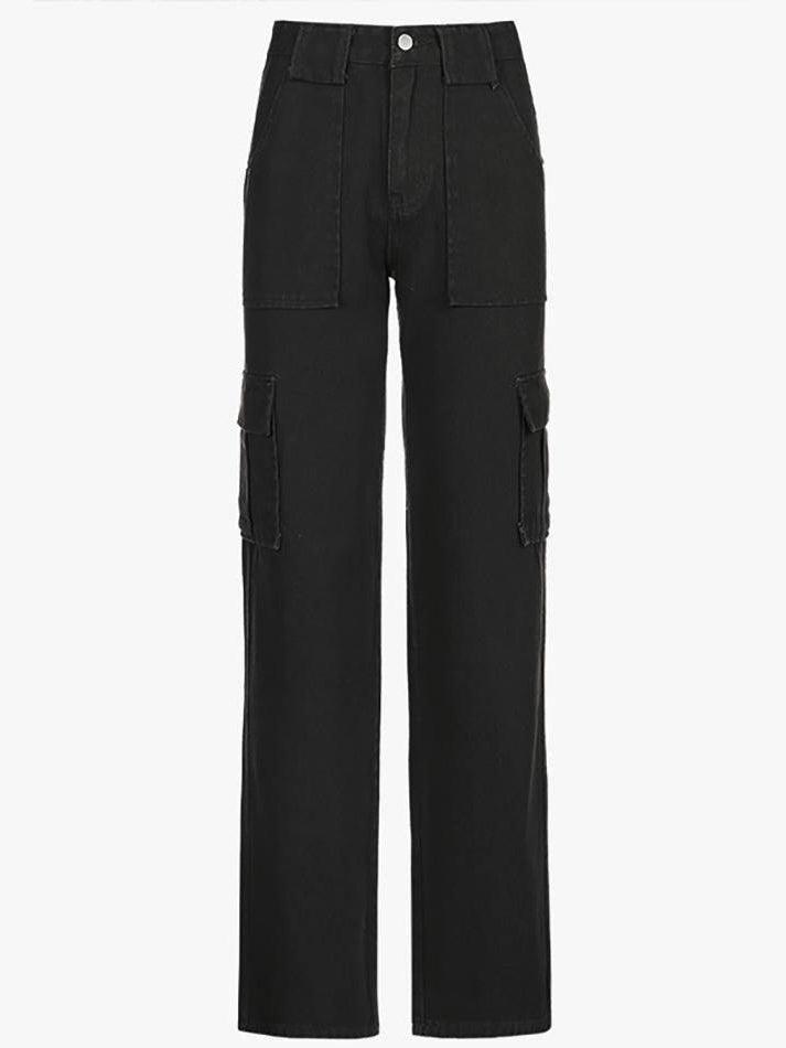 High Waist Plain Straight Leg Jeans - AnotherChill