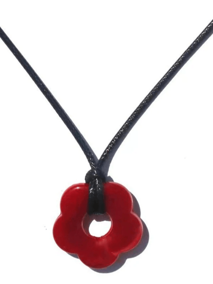 Hollow Out Flower Pendant Rope Necklace - AnotherChill