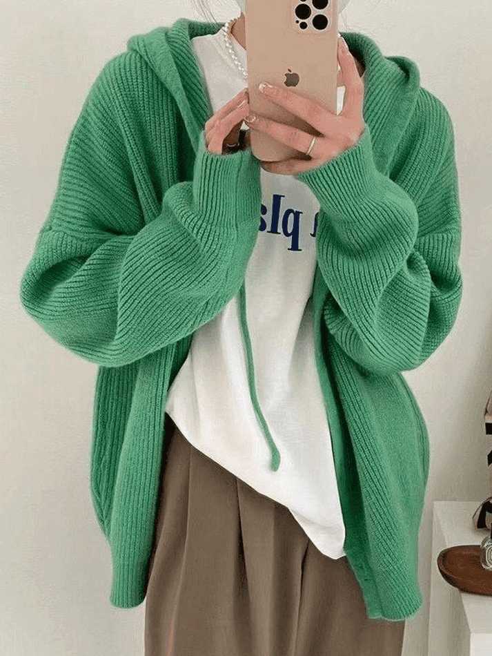 Hooded Button Front Knit Cardigan - AnotherChill