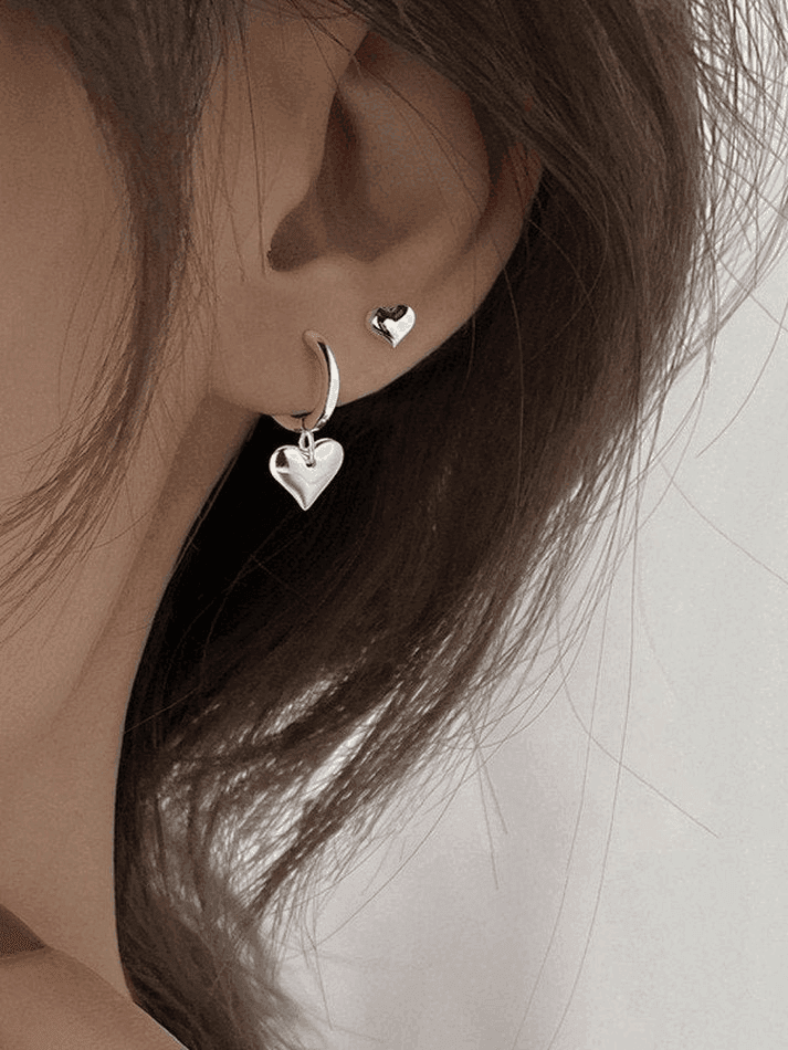 Irregular Heart Pendant Hoop Earring - AnotherChill