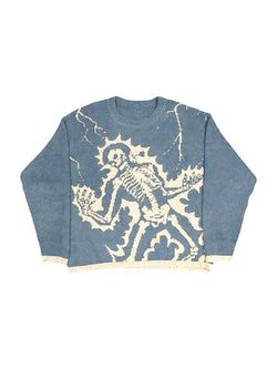 Knit Skull Print Sweater - AnotherChill