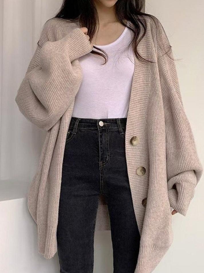 Knitted Button Down Long Cardigan - AnotherChill