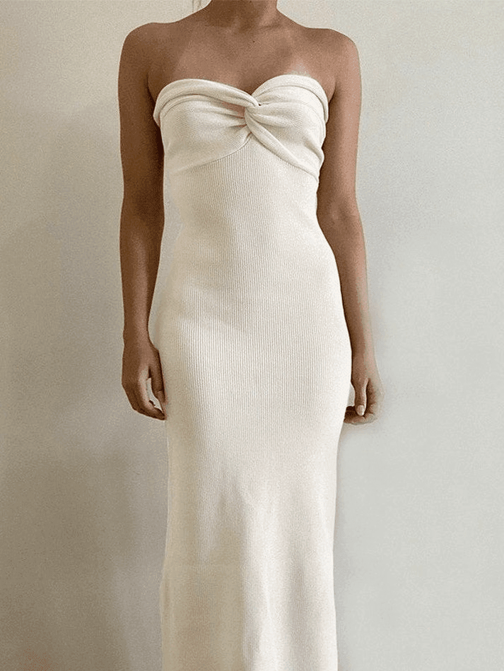 Knitted Twist Strapless Maxi Dress - AnotherChill