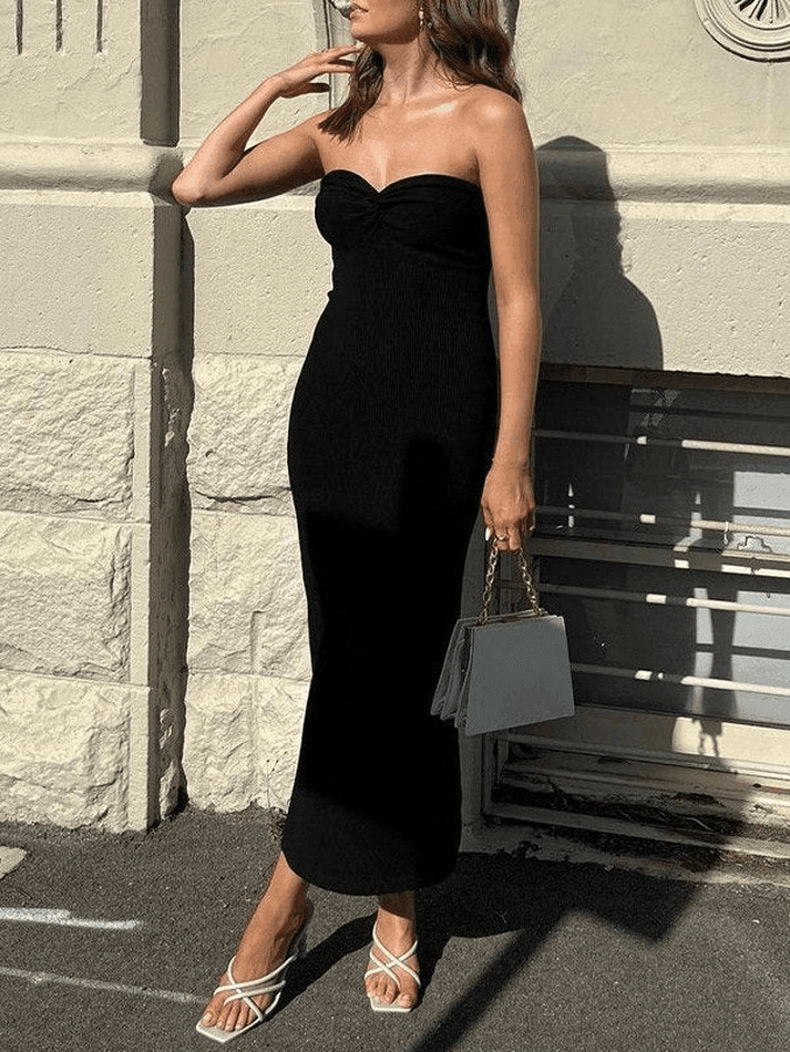 Knitted Twist Strapless Maxi Dress - AnotherChill