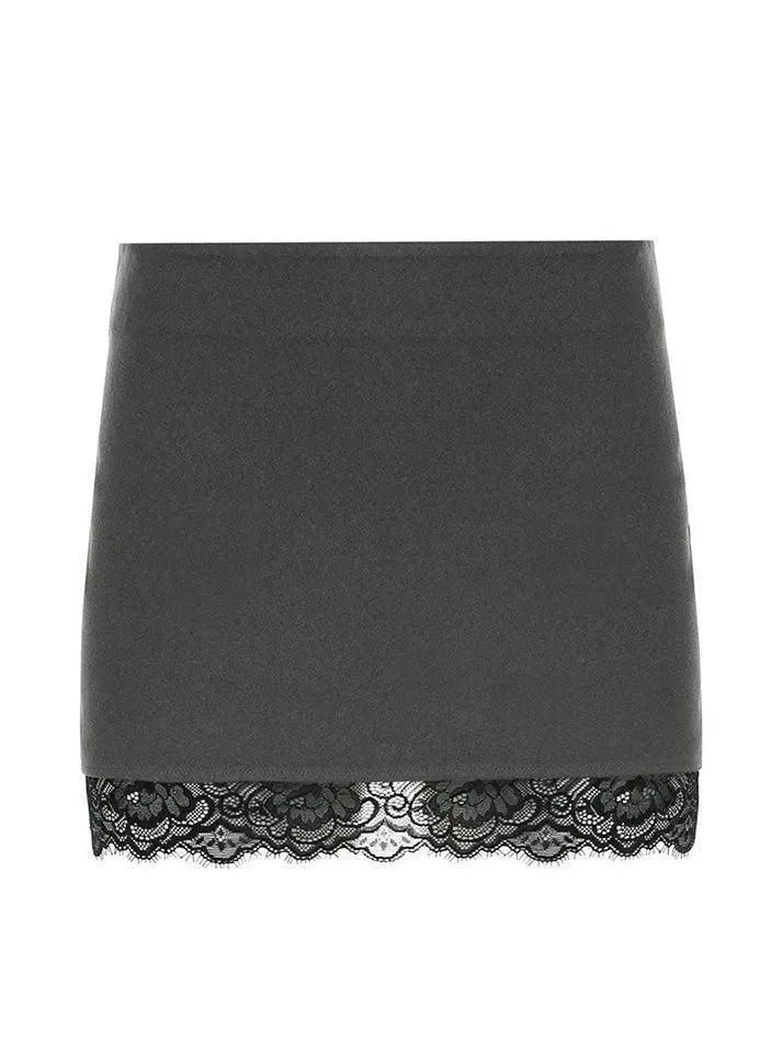 Lace Contrast Low-Rise Mini Skirt - AnotherChill