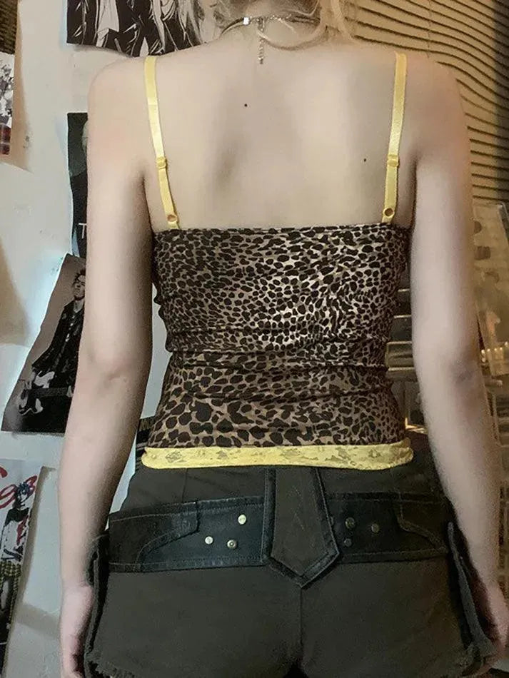 Lace Patchwork Leopard Print Tank Top - AnotherChill