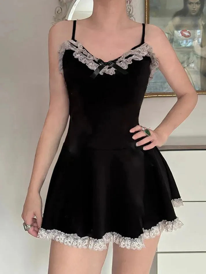 Lace Trim Bow Front Cami Dress - AnotherChill