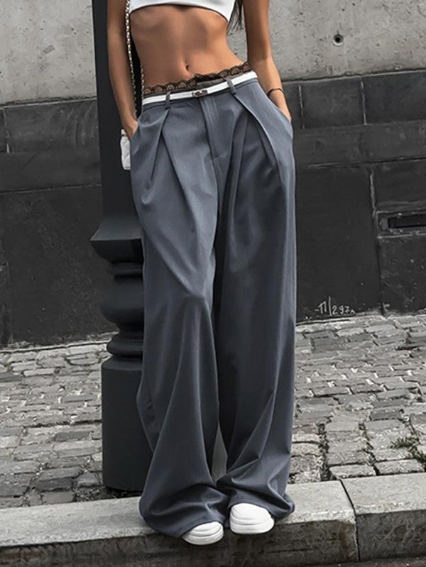 Lace Trim Loose Fit Pants - AnotherChill