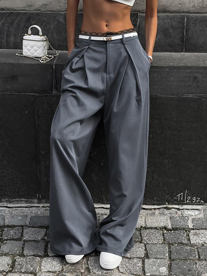 Lace Trim Loose Fit Pants - AnotherChill