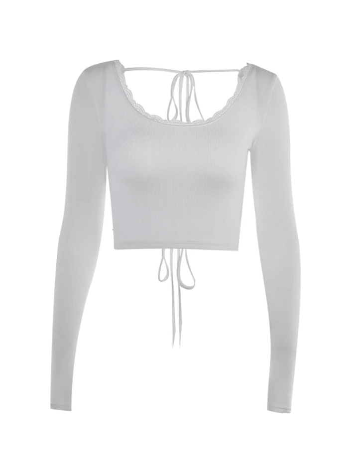 Lace Up Backless Crop Knit Top - AnotherChill