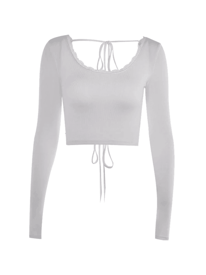 Lace Up Backless Crop Knit Top - AnotherChill