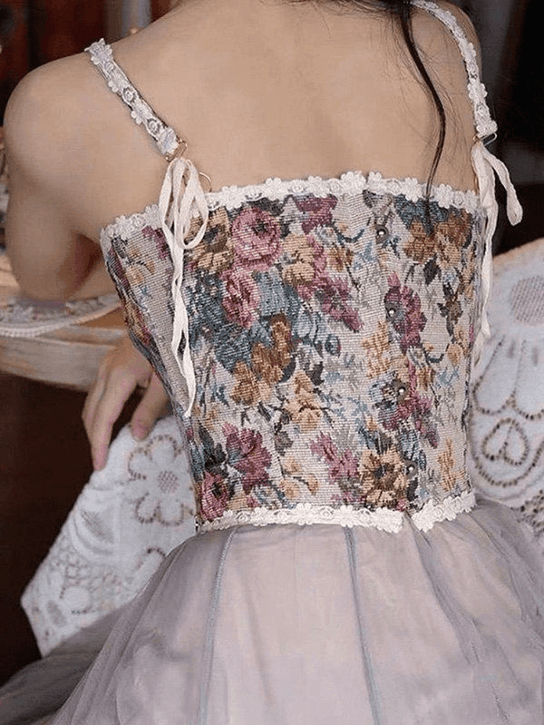 Lace-Up Floral Vintage Corset Top - AnotherChill