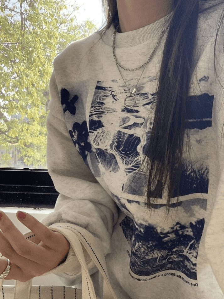 Landscape Print Crew Sweatshirt - AnotherChill