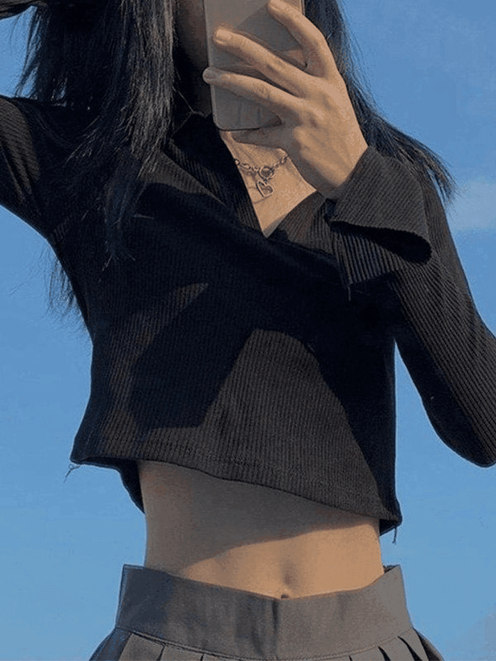 Long Sleeve Rib Knit Crop Top AnotherChill