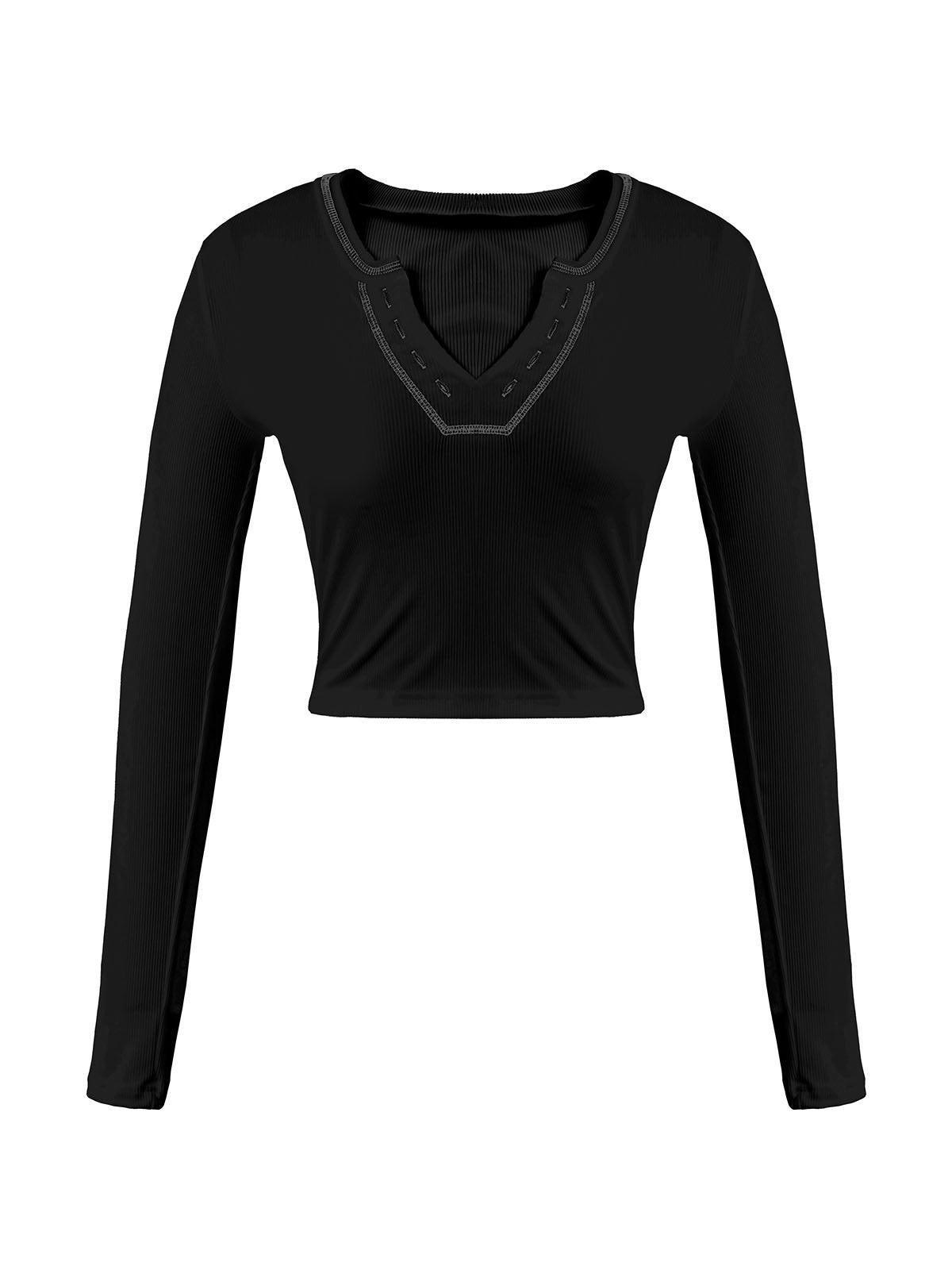 Long Sleeve Ribbed Knit Crop Top - AnotherChill