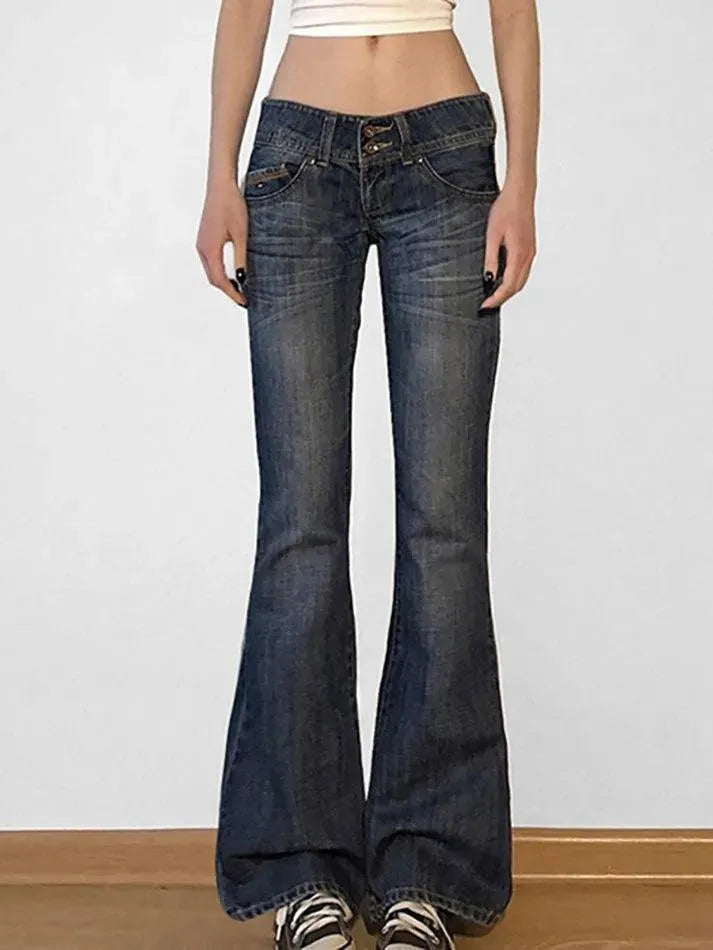 Low Rise Washed Flared Jeans - AnotherChill