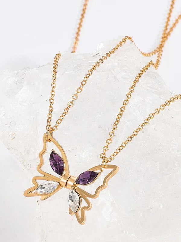 Magnetic Shimmering Butterfly Pendant Necklace - AnotherChill