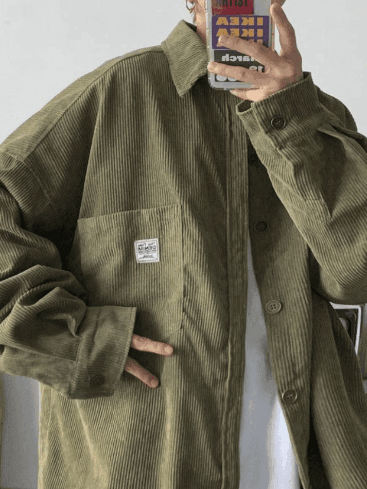 Men's Corduroy Loose Button-Down Shirt - AnotherChill