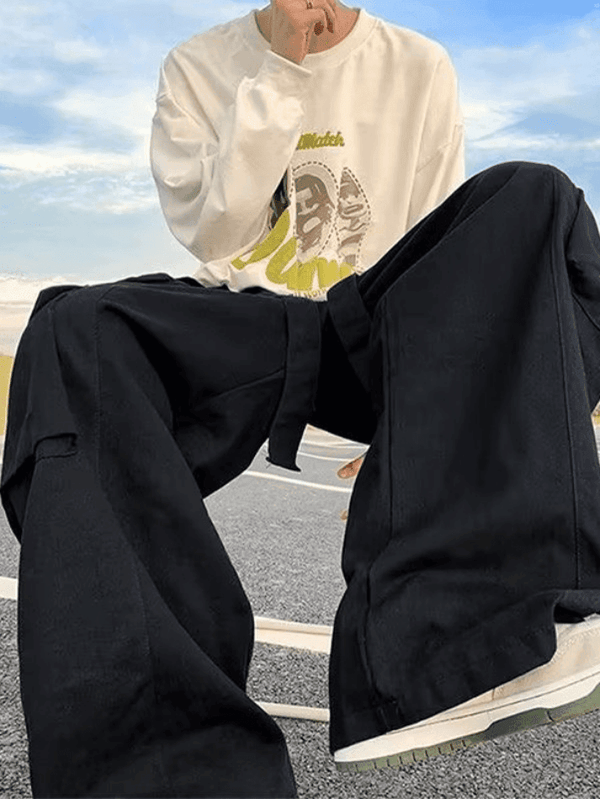 Men's Strap Detail Pocket Loose Cargo Pants - AnotherChill