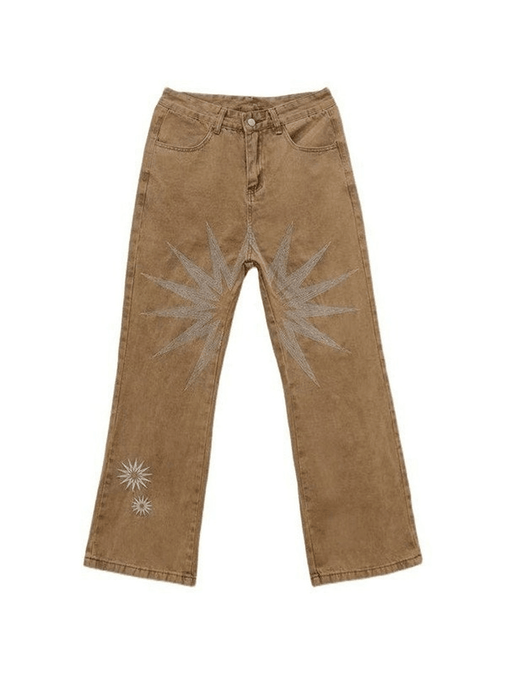 Men's Vintage Wash Embroidered Ankle Flare Jeans - AnotherChill