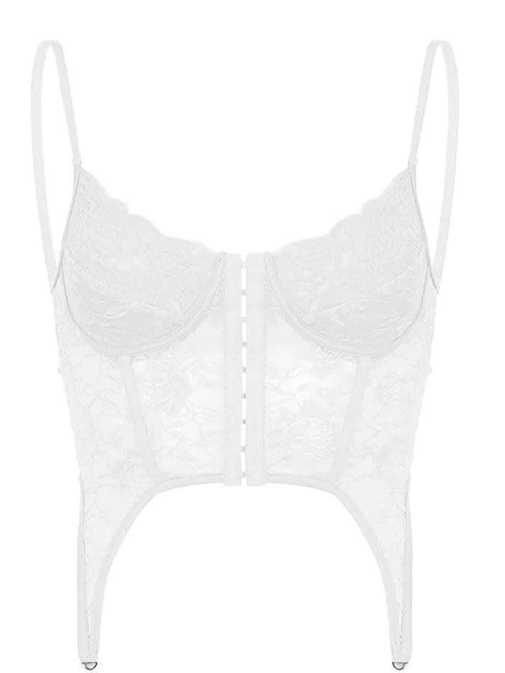 Mesh Perspective Suspenders Slim Bustier Top - AnotherChill