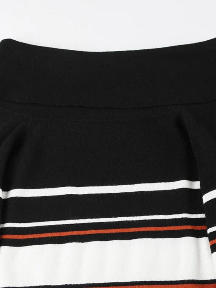 Off Shoulder Striped Print Sweaters - AnotherChill