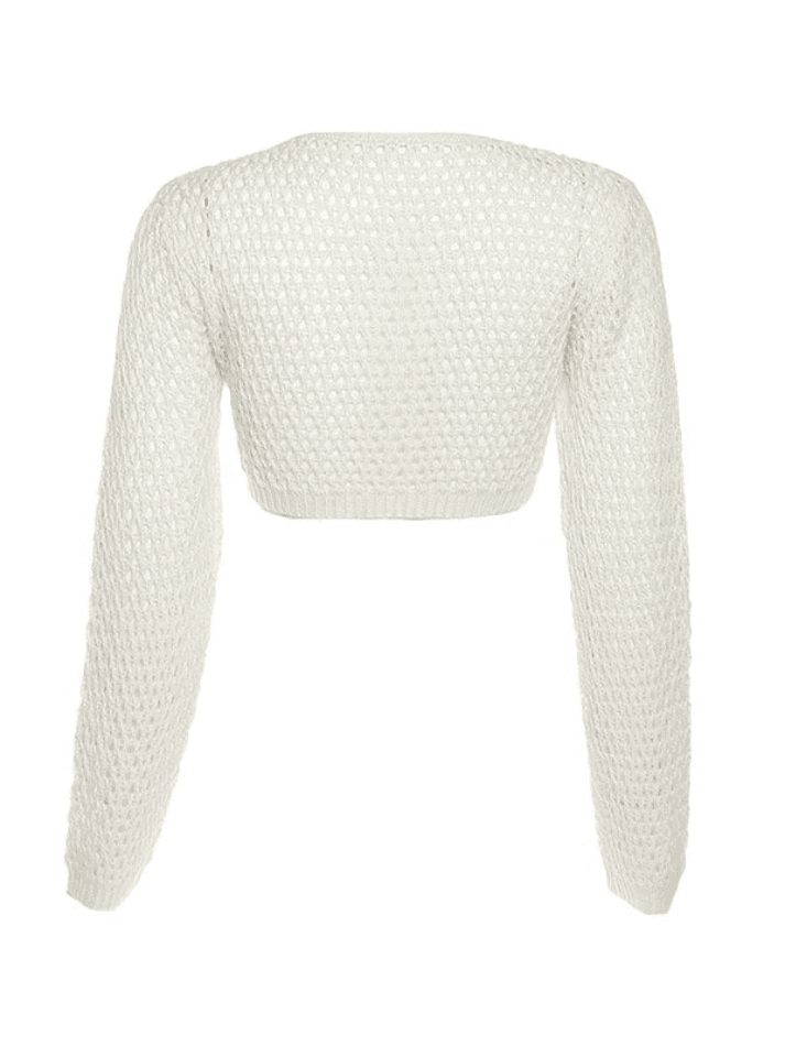 Open Front Crochet Knit Crop Top - AnotherChill