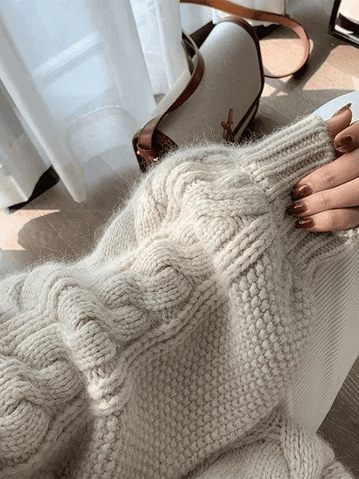 Oversized Cable Knit Sweater - AnotherChill