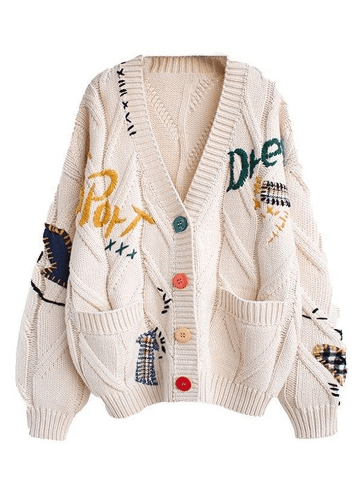 Oversized Embroidery Knit Cardigan - AnotherChill