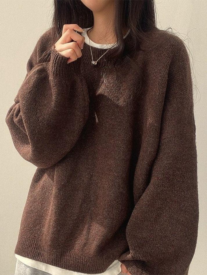 Oversized Split Hem Pullover Sweater - AnotherChill