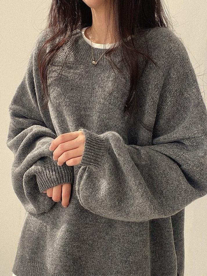 Oversized Split Hem Pullover Sweater - AnotherChill