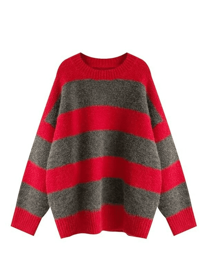 Oversized Stripe Pullover Sweater - AnotherChill