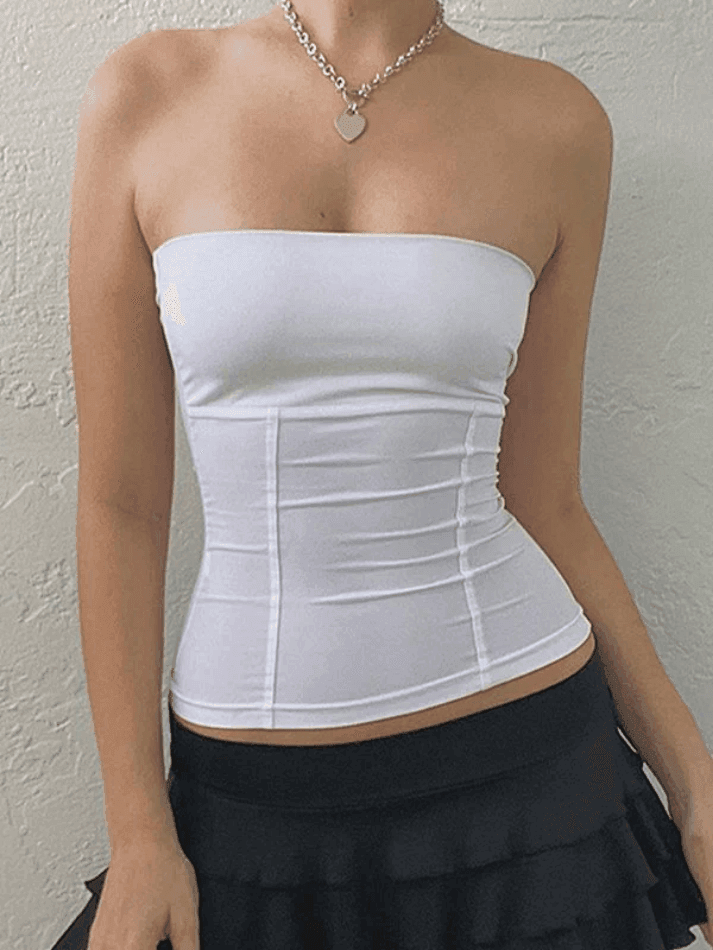 Paneled Solid Color Bandeau Top - AnotherChill