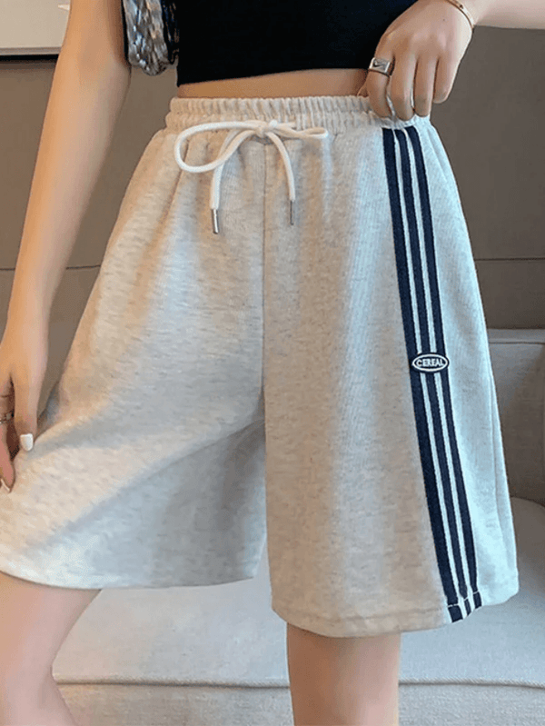 Paneled Stripe Casual Sweat Shorts - AnotherChill