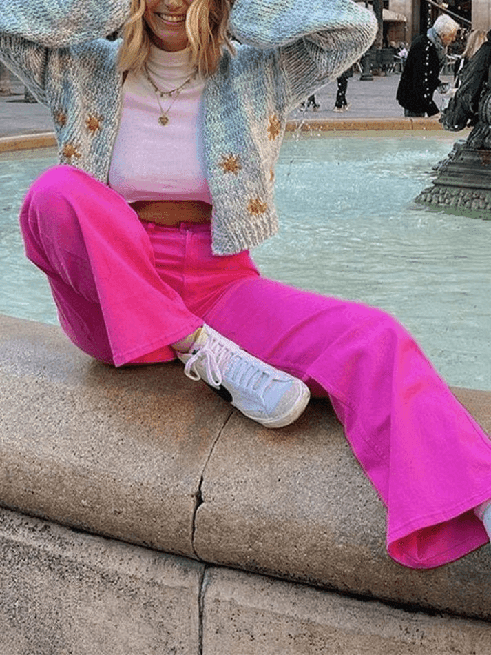 Pink Casual Relaxed Boyfriend Jeans - AnotherChill