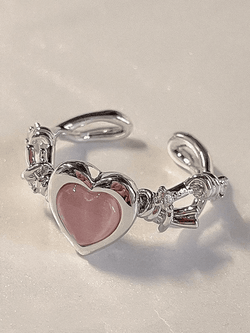 Pink Heart Pattern Cuff Ring - AnotherChill