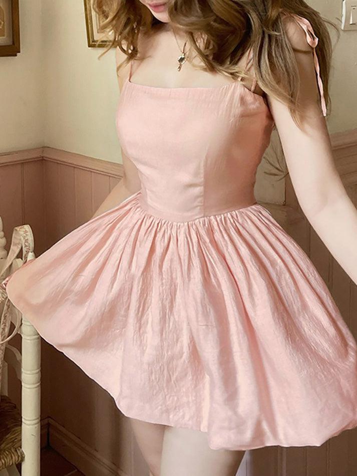 Pink Tie-Strap Mini Dress - AnotherChill