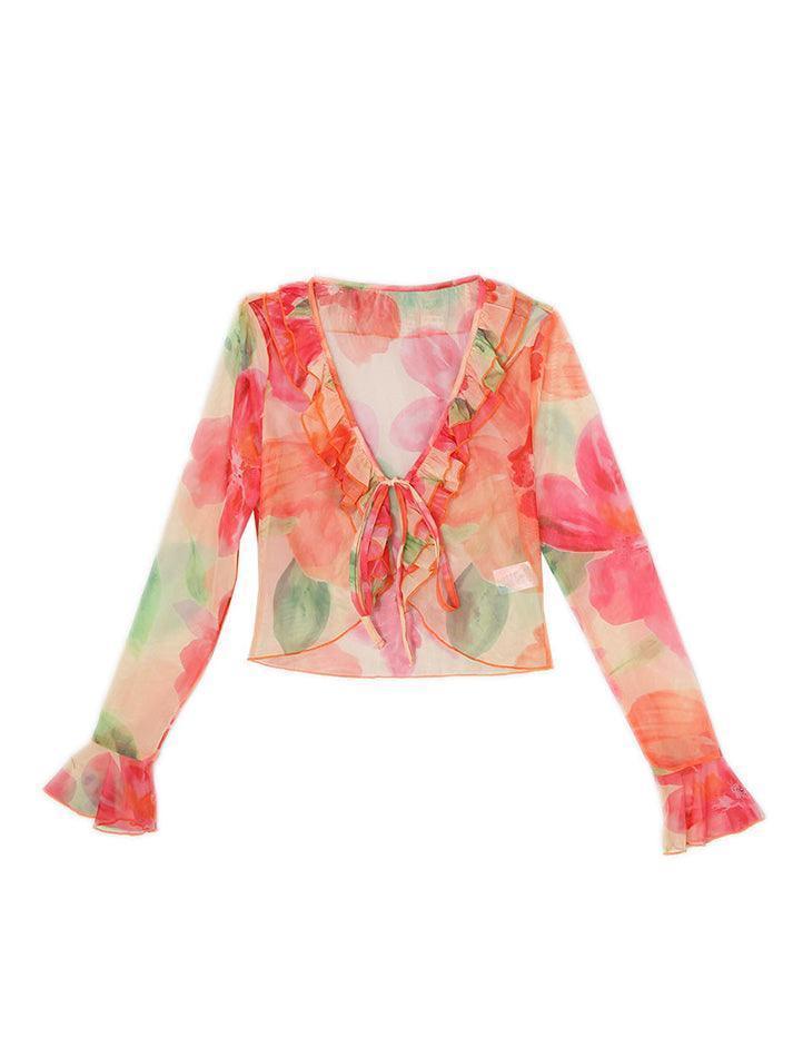 Plunge V Neck Chiffon Blouse - AnotherChill