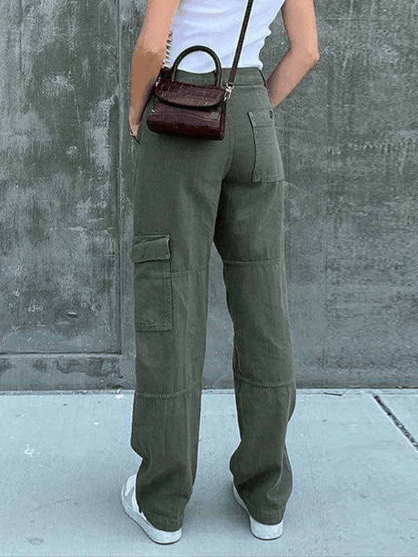 Pocket Patched Straight Cargo Jeans - AnotherChill